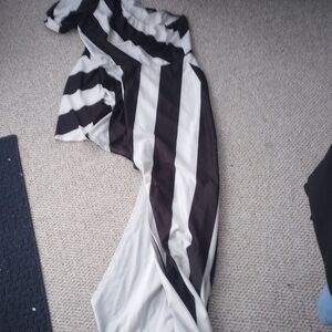 Black and White Striped Womens high low dress